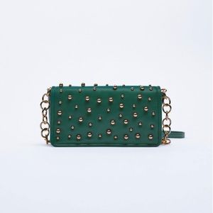 Zara green beaded crossbody bag